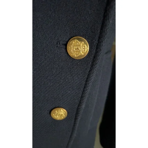 J. Crew Navy Wool PeaCoat Stadium Cloth by Nello Gori SZ: 0P - Picture 3 of 12